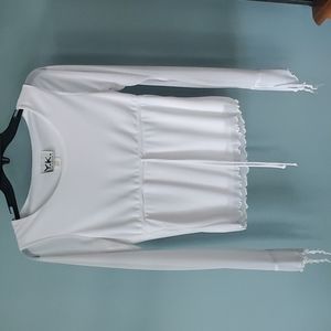 Y. K. Clothing size medium White blouse.